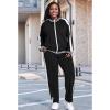 imageUOUA Womens Plus Size Jogging Suit 2 Piece Sweatsuit Long Sleeve Jacket ampamp Pants Two Piece Track Set OutfitStripe Black