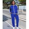 imageUOUA Womens Plus Size Jogging Suit 2 Piece Sweatsuit Long Sleeve Jacket ampamp Pants Two Piece Track Set OutfitStripe Blue