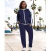 imageUOUA Womens Plus Size Jogging Suit 2 Piece Sweatsuit Long Sleeve Jacket ampamp Pants Two Piece Track Set OutfitStripe Navy