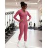 imageUOUA Womens Workout Set Two Piece Outfits Bodycon Long Sleeve Zipper Jacket ampamp Leggings for Gym TracksuitPink