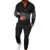 imageUOUA Mens 2 Piece Set Casual Outfits 14 Zip Polo Long Sleeve Shirt ampamp Pants Track Suit Loungewear Athletic SweatsuitBlack