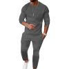 imageUOUA Mens 2 Piece Sweat Suits Set Long Sleeve Sweatshirt Jogging Sweatpants Tracksuits OutfitsDark Grey