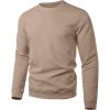 imageUOUA Mens Crewneck Sweatshirt Jacquard Texture Pullover Casual Long Sleeve Shirt for Fall WinterKhaki