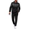 imageUOUA Mens Tracksuit 2 Piece Hoodie ampamp Sweatpants Set Waffle Jacquard Sweatsuit Outfits Casual Jogging SuitsBlack