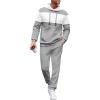 imageUOUA Mens Tracksuit 2 Piece Hoodie ampamp Sweatpants Set Waffle Jacquard Sweatsuit Outfits Casual Jogging SuitsLight Grey