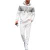 imageUOUA Mens Tracksuit 2 Piece Hoodie ampamp Sweatpants Set Waffle Jacquard Sweatsuit Outfits Casual Jogging SuitsWhite