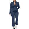 imageUOUA Womens 2 Piece Set Long Sleeve Zip Jacket ampamp Wide Leg Flare Pants Casual Matching Outfit Tracksuit SweatsuitNavy