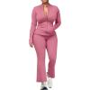 imageUOUA Womens 2 Piece Set Long Sleeve Zip Jacket ampamp Wide Leg Flare Pants Casual Matching Outfit Tracksuit SweatsuitPink