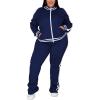 imageUOUA Womens Plus Size Jogging Suit 2 Piece Sweatsuit Long Sleeve Jacket ampamp Pants Two Piece Track Set OutfitStripe Navy