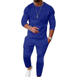 imageUOUA Mens 2 Piece Sweat Suits Set Long Sleeve Sweatshirt Jogging Sweatpants Tracksuits OutfitsRoyal Blue