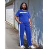 imageUOUA Women Plus Size 2 Piece Sweatsuit Outfits Short Sleeve Shirts ampamp Jogging Pants Track Suit Set