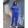imageUOUA Women Plus Size 2 Piece Sweatsuit Outfits Short Sleeve Shirts ampamp Jogging Pants Track Suit Set