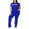 imageUOUA Women Plus Size 2 Piece Sweatsuit Outfits Short Sleeve Shirts ampamp Jogging Pants Track Suit Set