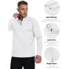 imageBoladeci Mens Quarter Zip Pullover Premium Fleece Lined Long Sleeve Golf Shirts Warm Hiking Shirts Lightweight SweatshirtsWhite