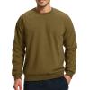 imageBoladeci Mens Sherpa Lined Crewneck Sweatshirt Heavyweight Thick Cotton Winter Warm Fleece Pullover ShirtsKhaki