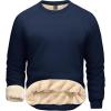 imageBoladeci Mens Sherpa Lined Crewneck Sweatshirt Heavyweight Thick Cotton Winter Warm Fleece Pullover ShirtsNavy Blue