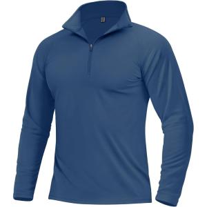 imageBoladeci Mens Quarter Zip Pullover Premium Fleece Lined Long Sleeve Golf Shirts Warm Hiking Shirts Lightweight SweatshirtsBluegray