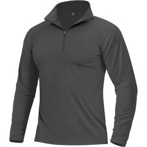 imageBoladeci Mens Quarter Zip Pullover Premium Fleece Lined Long Sleeve Golf Shirts Warm Hiking Shirts Lightweight SweatshirtsDarkgray