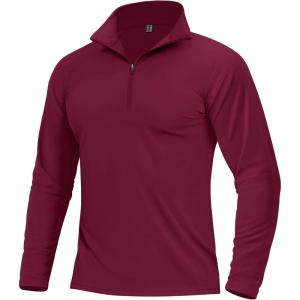 imageBoladeci Mens Quarter Zip Pullover Premium Fleece Lined Long Sleeve Golf Shirts Warm Hiking Shirts Lightweight SweatshirtsWinered