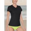 imageBoladeci Womens Swim Shirts  UPF 50 Sun Protection Short Sleeve V Neck TShirts Workout TopsBlack