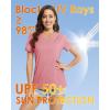 imageBoladeci Womens Swim Shirts  UPF 50 Sun Protection Short Sleeve V Neck TShirts Workout TopsGrey Pink