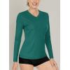imageBoladeci Womens Swim Shirts Long Sleeve V Neck T Shirts UPF 50 Sun Protection Quick Dry Rash GuardEmerald Green