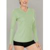 imageBoladeci Womens Swim Shirts Long Sleeve V Neck T Shirts UPF 50 Sun Protection Quick Dry Rash GuardLight Green