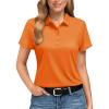 imageBoladeci Womens Golf Polo Shirts Short Sleeve UPF 50 Sun Protection 4Button Tennis Collared ShirtsOrange