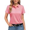 imageBoladeci Womens Golf Polo Shirts Short Sleeve UPF 50 Sun Protection 4Button Tennis Collared ShirtsPink