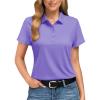 imageBoladeci Womens Golf Polo Shirts Short Sleeve UPF 50 Sun Protection 4Button Tennis Collared ShirtsPurple