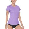 imageBoladeci Womens Swim Shirts  UPF 50 Sun Protection Short Sleeve V Neck TShirts Workout TopsLight Purple