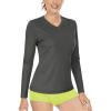 imageBoladeci Womens Swim Shirts Long Sleeve V Neck T Shirts UPF 50 Sun Protection Quick Dry Rash GuardDark Grey