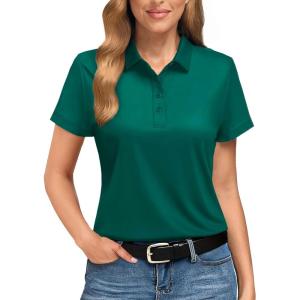 imageBoladeci Womens Golf Polo Shirts Short Sleeve UPF 50 Sun Protection 4Button Tennis Collared ShirtsEmerald