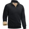 imageBoladeci Mens Quarter Zip Pullover Premium Sherpa Lined Sweatshirts Heavyweight Winter Cold WeatherBlack