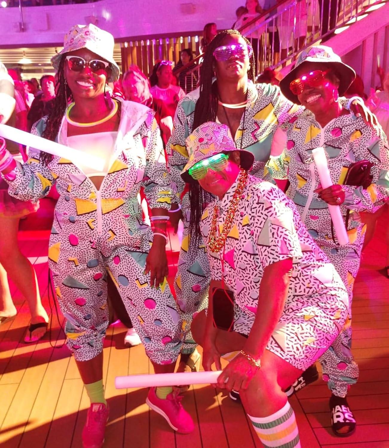 imageUOUA Womens Color Block 2 Piece 80s 90s Outfits Long Sleeve Windbreaker Jacket Tracksuit SetGreenish Print