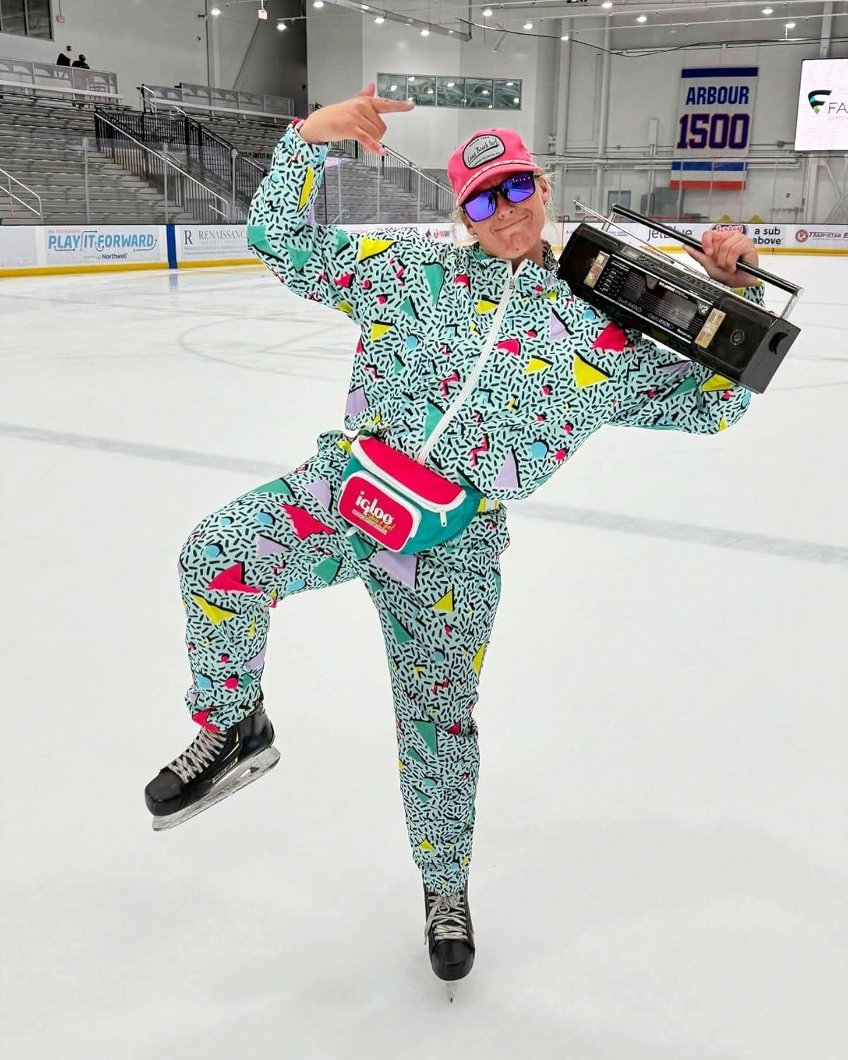 imageUOUA Womens Color Block 2 Piece 80s 90s Outfits Long Sleeve Windbreaker Jacket Tracksuit SetGreenish Print