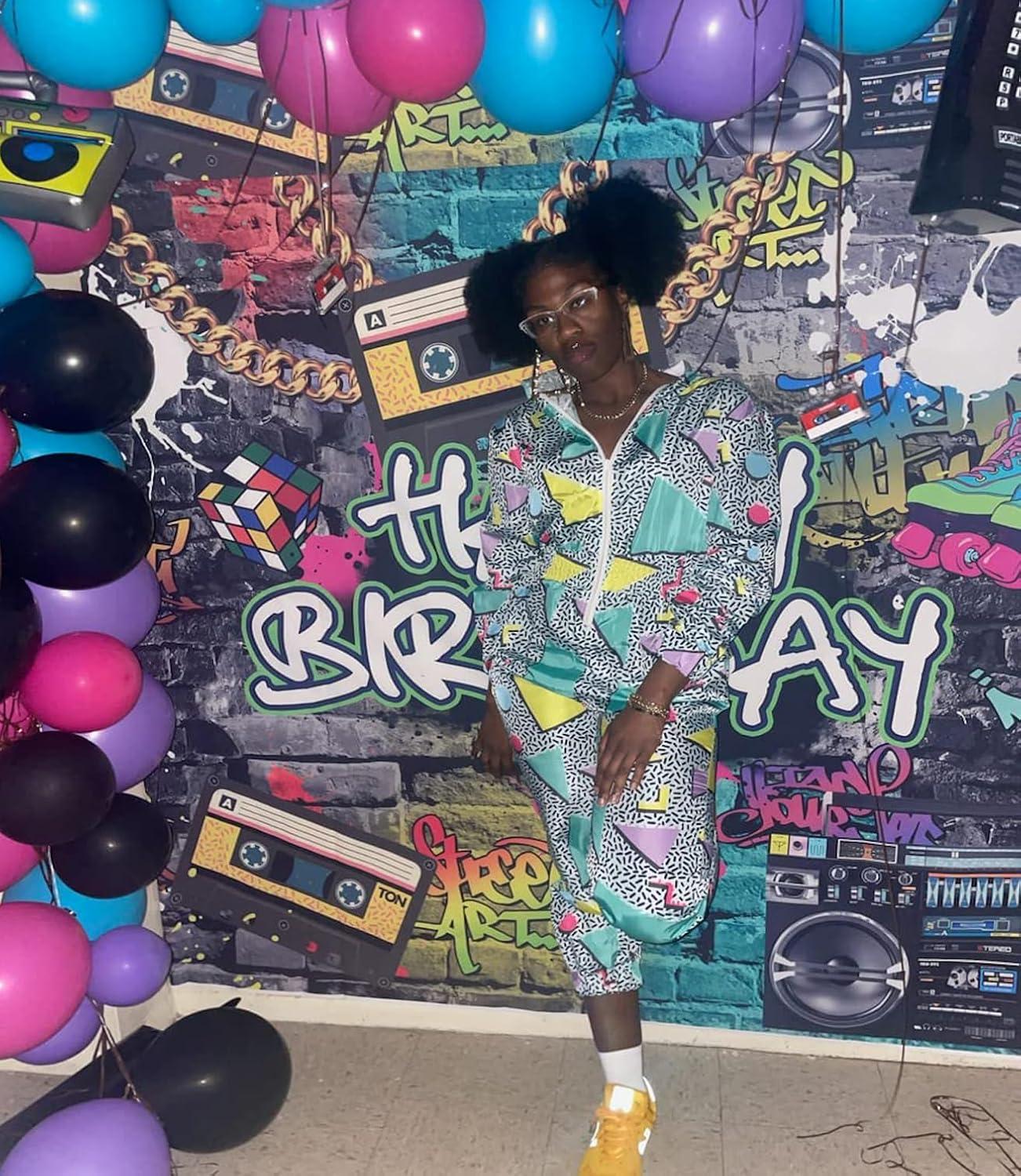 imageUOUA Womens Color Block 2 Piece 80s 90s Outfits Long Sleeve Windbreaker Jacket Tracksuit SetGreenish Print