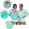 imageUOUA 80s Windbreaker Jacket for Women Retro Color Block Wind Breaker Long Sleeve Reversible Casual CoatBlue