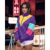 imageUOUA 80s Windbreaker Jacket for Women Retro Color Block Wind Breaker Long Sleeve Reversible Casual CoatPurple