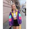 imageUOUA 80s Windbreaker Jacket for Women Retro Color Block Wind Breaker Long Sleeve Reversible Casual CoatPurple