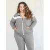 imageUOUA Plus Size Womens 2 Piece Sweatsuits Outfits Zip Up Jackets ampamp Sweatpants Casual Loungewear Tracksuit SetsGrey