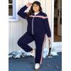imageUOUA Plus Size Womens 2 Piece Sweatsuits Outfits Zip Up Jackets ampamp Sweatpants Casual Loungewear Tracksuit SetsNavy