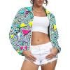 imageUOUA 80s Windbreaker Jacket for Women Retro Color Block Wind Breaker Long Sleeve Reversible Casual CoatGreenish Print