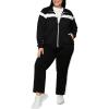 imageUOUA Plus Size Womens 2 Piece Sweatsuits Outfits Zip Up Jackets ampamp Sweatpants Casual Loungewear Tracksuit SetsBlack