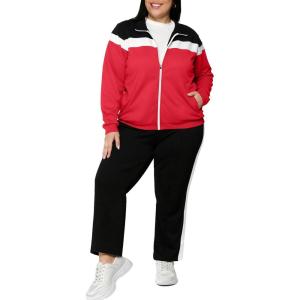imageUOUA Plus Size Womens 2 Piece Sweatsuits Outfits Zip Up Jackets ampamp Sweatpants Casual Loungewear Tracksuit SetsBlackred