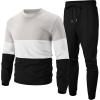 imageUOUA Mens 2 Piece Sweatsuits Set Long Sleeve Sweatshirt Jogging Sweatpants Tracksuits OutfitsColorblock Black