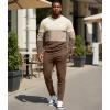 imageUOUA Mens 2 Piece Sweatsuits Set Long Sleeve Sweatshirt Jogging Sweatpants Tracksuits OutfitsColorblock Brown