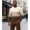 imageUOUA Mens 2 Piece Sweatsuits Set Long Sleeve Sweatshirt Jogging Sweatpants Tracksuits OutfitsColorblock Brown