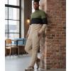 imageUOUA Mens 2 Piece Sweatsuits Set Long Sleeve Sweatshirt Jogging Sweatpants Tracksuits OutfitsColorblock Khaki