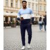 imageUOUA Mens 2 Piece Sweatsuits Set Long Sleeve Sweatshirt Jogging Sweatpants Tracksuits OutfitsColorblock Light Blue
